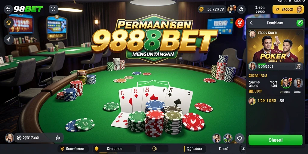 Screenshot gameplay 988BET menampilkan aksi seru di meja Poker.