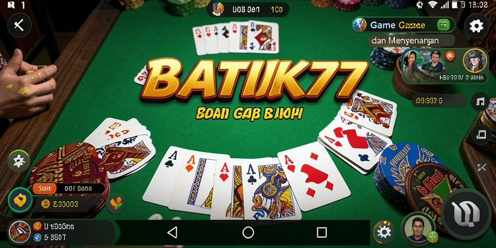 Tampilan seru gameplay Gaple di BATIK77 dengan teman-teman.