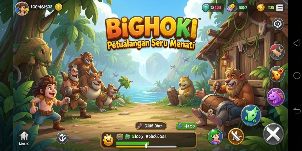 Screenshot gameplay BIGHOKI menampilkan aksi petualangan yang mendebarkan.