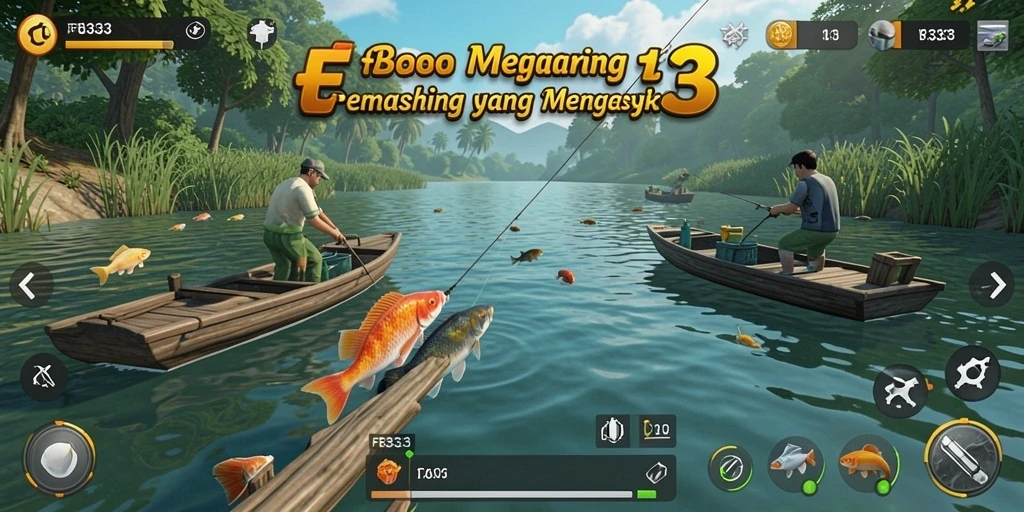 Screenshot gameplay FB333 menampilkan momen memancing yang mendebarkan.