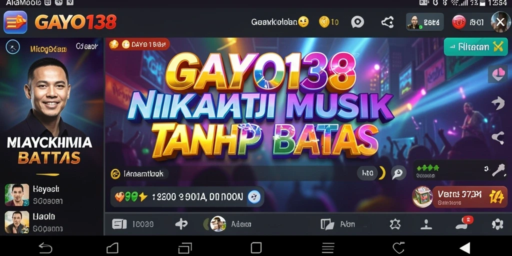 Tampilan utama GAYO138 yang menunjukkan gameplay musik yang seru.