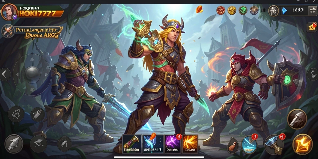 Tangkapan layar HOKI777 menunjukkan pertempuran epik di dunia ARPG.