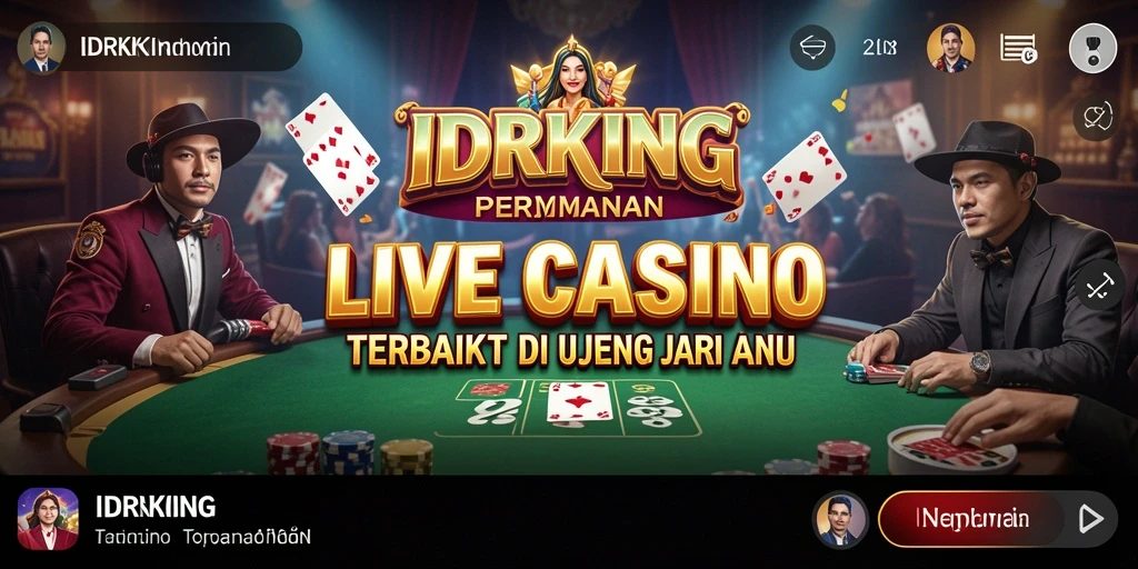 Screenshot gameplay IDRKING menunjukkan dealer langsung dalam aksi di meja permainan.