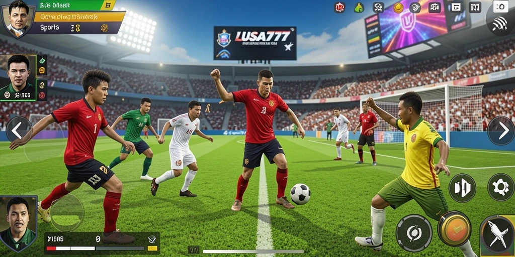 Tampilan gameplay LUSA777 dengan aksi olahraga yang seru dan grafis menakjubkan.