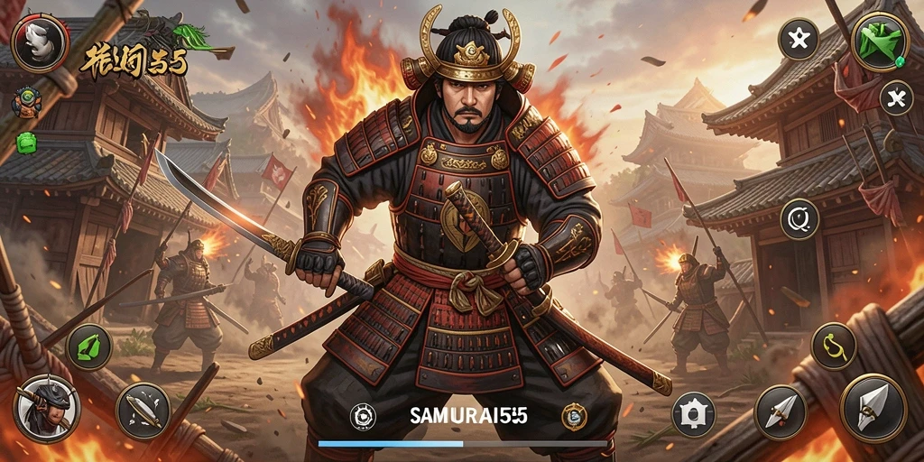 Tampilan gameplay menarik dari SAMURAI555 saat bertarung.